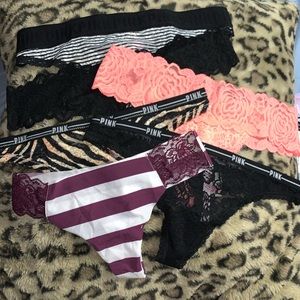 SOLD❗️6 sexy Victoria Secret Pink lace thongs